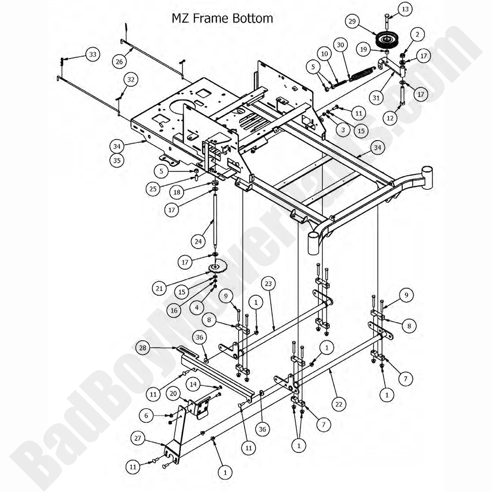 1603 - Bad Boy Mower Parts Lookup > 2017 > MZ & MZ Magnum > Seat Frame & Deck Lift